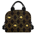 Gold Playing Card Suits Pattern Print Insulated Lunch Bag
