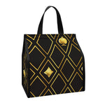 Gold Playing Card Suits Pattern Print Insulated Lunch Tote