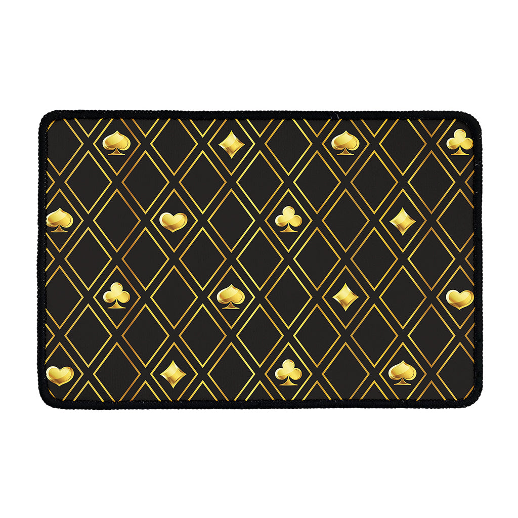Gold Playing Card Suits Pattern Print Kitchen Mat