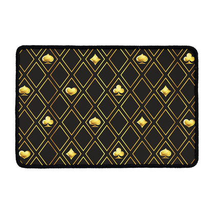 Gold Playing Card Suits Pattern Print Kitchen Mat