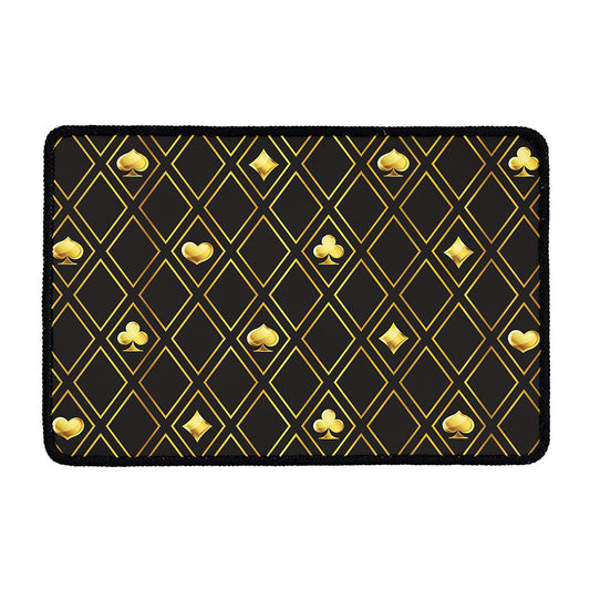 Gold Playing Card Suits Pattern Print Kitchen Mat