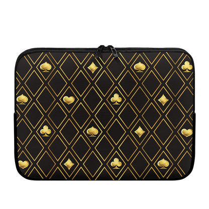 Gold Playing Card Suits Pattern Print Laptop Sleeve