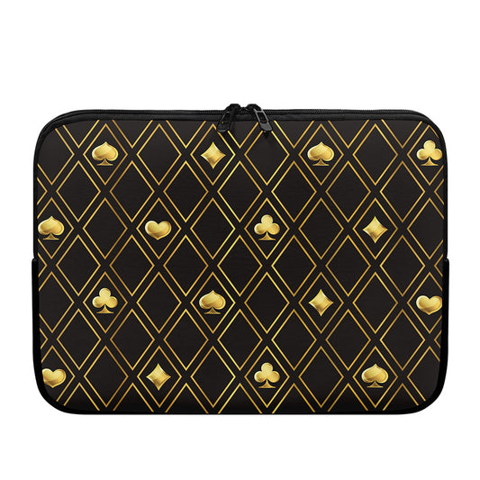 Gold Playing Card Suits Pattern Print Laptop Sleeve