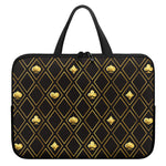 Gold Playing Card Suits Pattern Print Laptop Sleeve With Handle