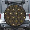 Gold Playing Card Suits Pattern Print Leather Spare Tire Cover