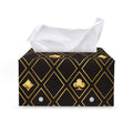 Gold Playing Card Suits Pattern Print Leather Tissue Box Cover