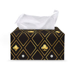 Gold Playing Card Suits Pattern Print Leather Tissue Box Cover