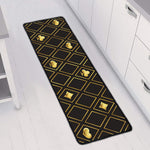Gold Playing Card Suits Pattern Print Long Kitchen Mat