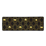 Gold Playing Card Suits Pattern Print Long Kitchen Mat