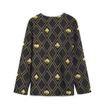Gold Playing Card Suits Pattern Print Long Sleeve Short Coat