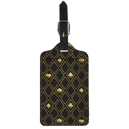 Gold Playing Card Suits Pattern Print Luggage Tag