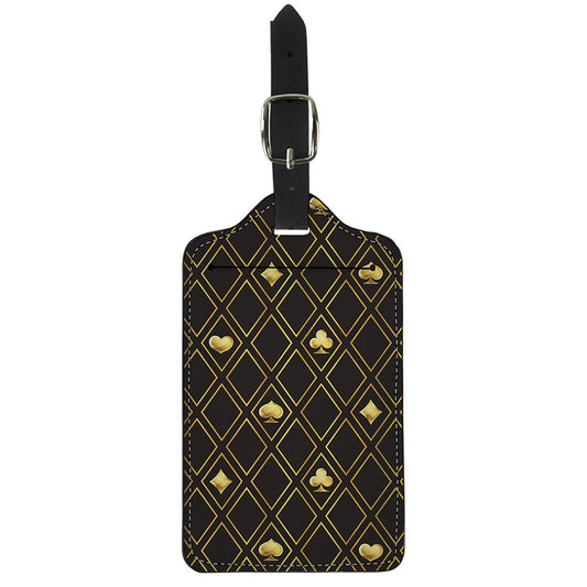 Gold Playing Card Suits Pattern Print Luggage Tag