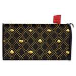 Gold Playing Card Suits Pattern Print Mailbox Cover