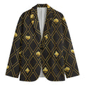 Gold Playing Card Suits Pattern Print Men's Blazer