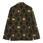 Gold Playing Card Suits Pattern Print Men's Blazer