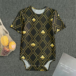 Gold Playing Card Suits Pattern Print Men's Bodysuit