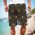 Gold Playing Card Suits Pattern Print Men's Cargo Shorts