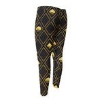 Gold Playing Card Suits Pattern Print Men's Compression Pants