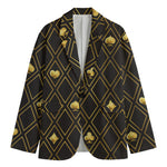 Gold Playing Card Suits Pattern Print Men's Cotton Blazer
