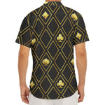 Gold Playing Card Suits Pattern Print Men's Deep V-Neck Shirt