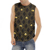 Gold Playing Card Suits Pattern Print Men's Fitness Tank Top