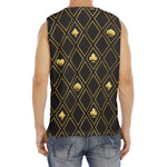 Gold Playing Card Suits Pattern Print Men's Fitness Tank Top