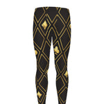 Gold Playing Card Suits Pattern Print Men's leggings