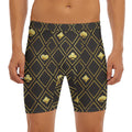 Gold Playing Card Suits Pattern Print Men's Long Boxer Briefs