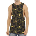 Gold Playing Card Suits Pattern Print Men's Muscle Tank Top