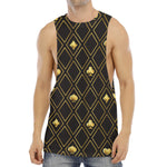 Gold Playing Card Suits Pattern Print Men's Muscle Tank Top