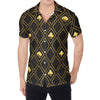 Gold Playing Card Suits Pattern Print Men's Shirt