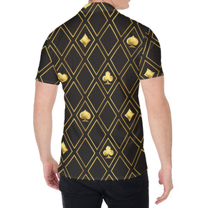 Gold Playing Card Suits Pattern Print Men's Shirt