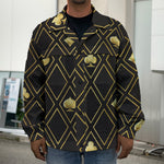 Gold Playing Card Suits Pattern Print Men's Shirt Jacket