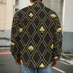Gold Playing Card Suits Pattern Print Men's Shirt Jacket