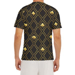 Gold Playing Card Suits Pattern Print Men's Short Sleeve Rash Guard