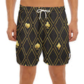 Gold Playing Card Suits Pattern Print Men's Split Running Shorts