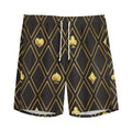 Gold Playing Card Suits Pattern Print Men's Athletic Shorts