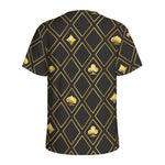 Gold Playing Card Suits Pattern Print Men's Sports T-Shirt