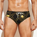 Gold Playing Card Suits Pattern Print Men's Swim Briefs
