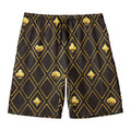 Gold Playing Card Suits Pattern Print Men's Swim Trunks