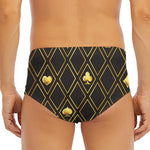 Gold Playing Card Suits Pattern Print Men's Triangle Swim Briefs