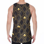 Gold Playing Card Suits Pattern Print Men's Velvet Tank Top