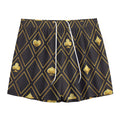 Gold Playing Card Suits Pattern Print Mesh Shorts