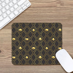 Gold Playing Card Suits Pattern Print Mouse Pad