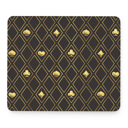 Gold Playing Card Suits Pattern Print Mouse Pad