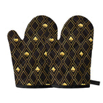 Gold Playing Card Suits Pattern Print Oven Mitts