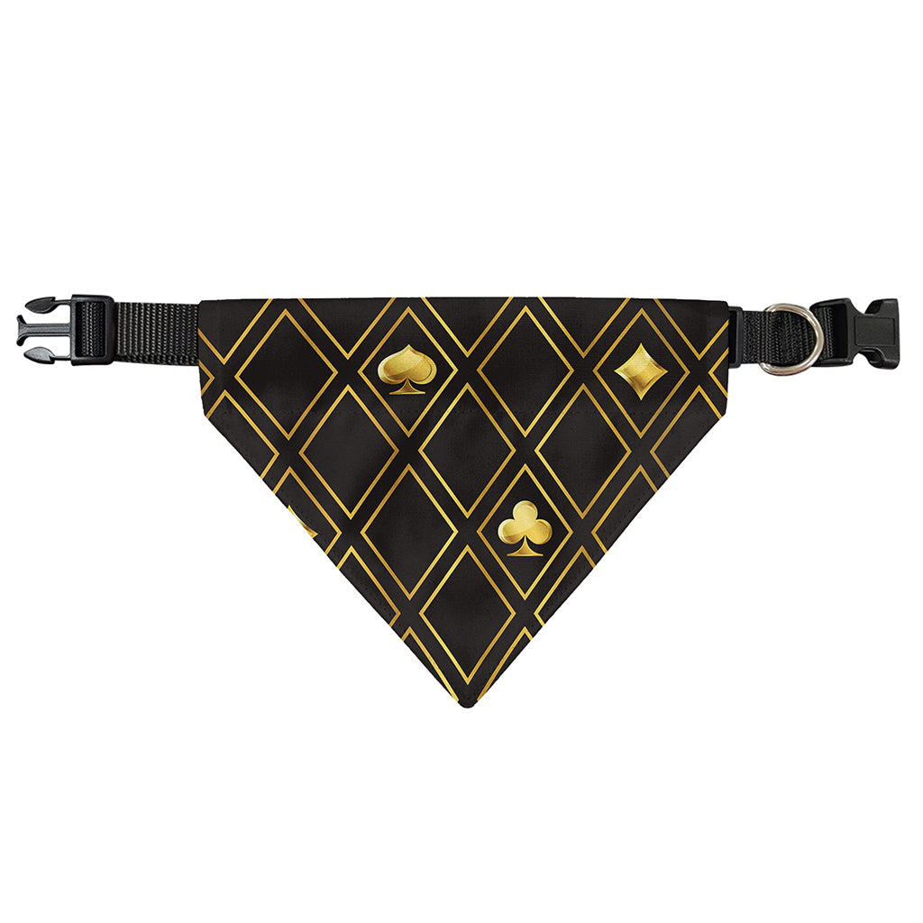 Gold Playing Card Suits Pattern Print Over The Collar Dog Bandana