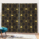 Gold Playing Card Suits Pattern Print Pencil Pleat Curtains