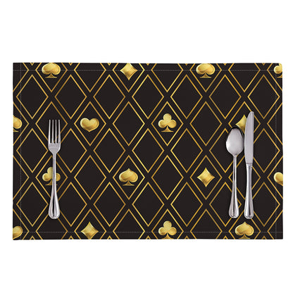 Gold Playing Card Suits Pattern Print Placemat