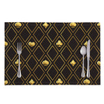 Gold Playing Card Suits Pattern Print Placemat